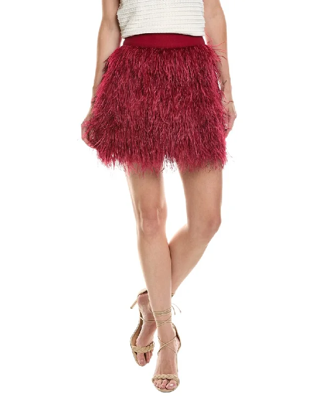 alice + olivia Cina Feather Skirt