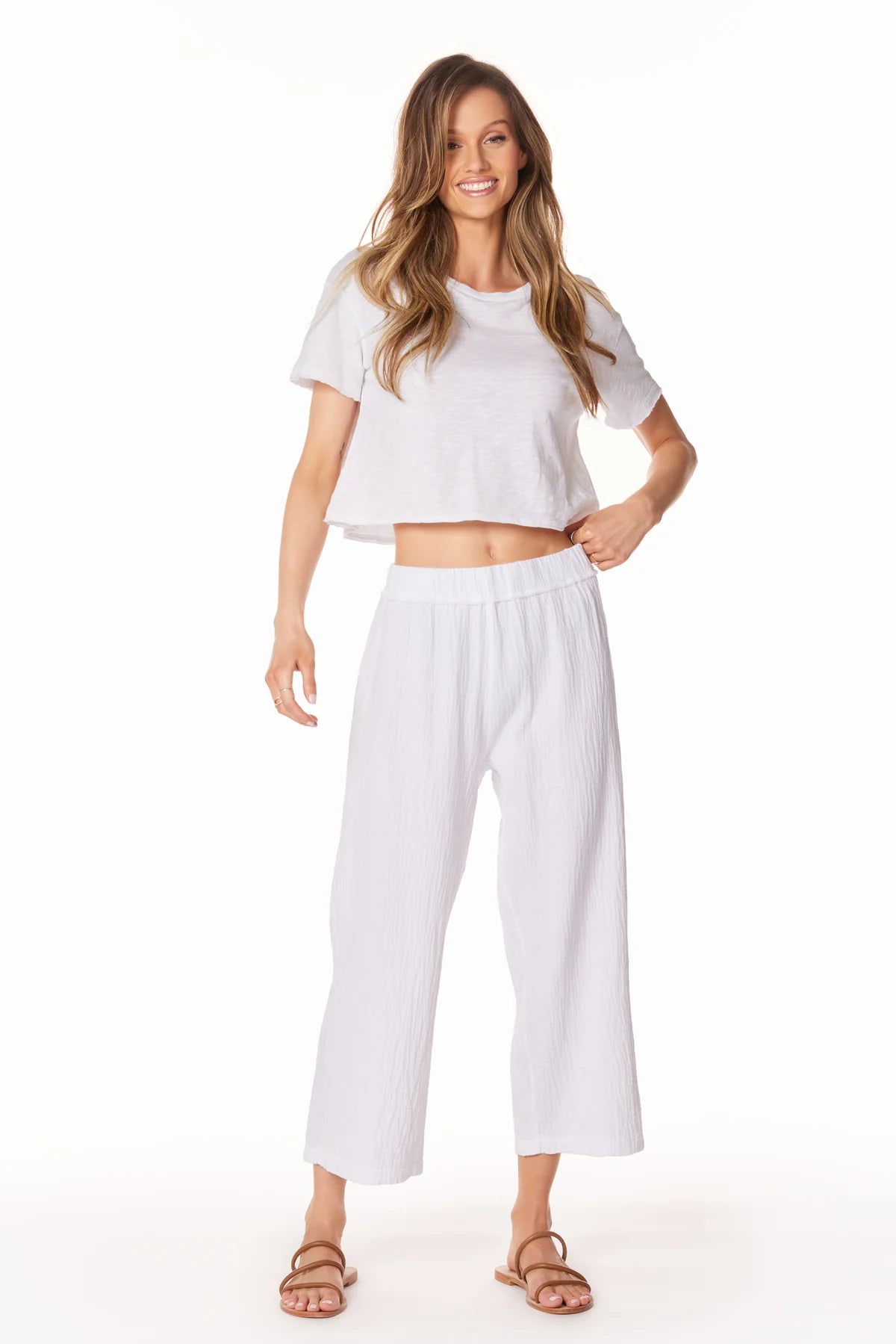 Cropped Wide Leg Pant - White