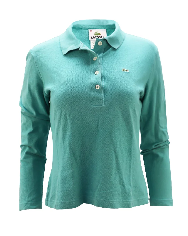 Lacoste Long Sleeve Polo in Teal Cotton