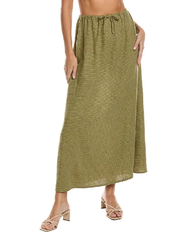 WeWoreWhat Tie-Waist Linen-Blend Midi Skirt