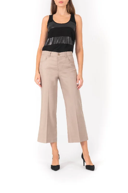 Anabelle 5 Pocket Wideleg Pant In Safari