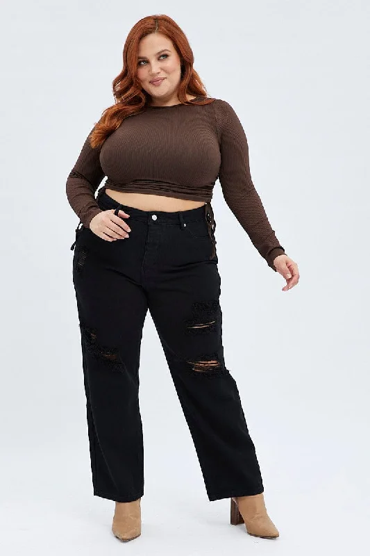 Black Mom Denim Jeans High Rise