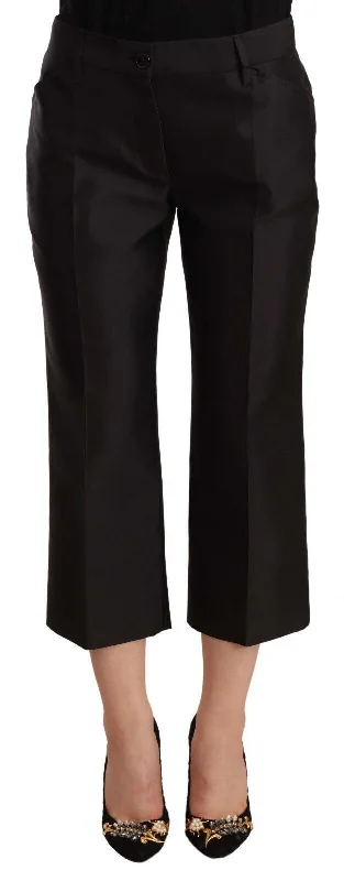 Dolce & Gabbana Chic Silk Cropped Trousers in Timeless Women's