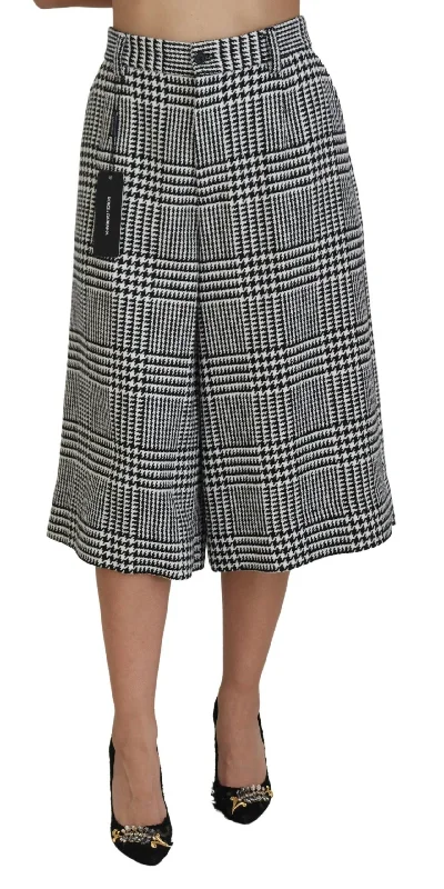 Dolce & Gabbana Elegant High Waist Plaid Midi Women's Pants