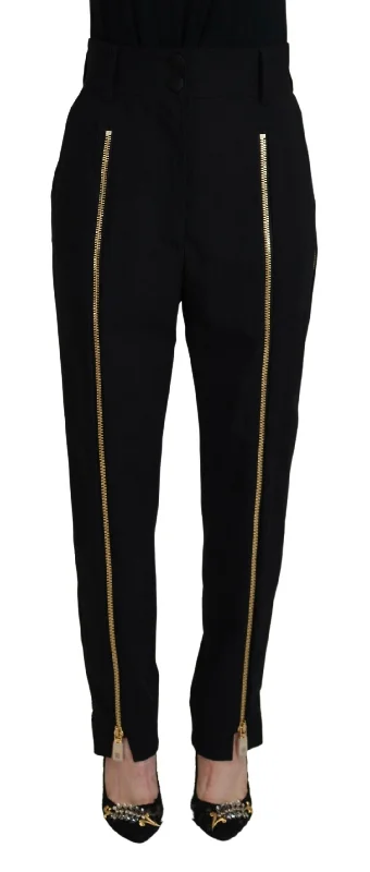 Dolce & Gabbana Elegant High Waist Tape Wool Women's Pants