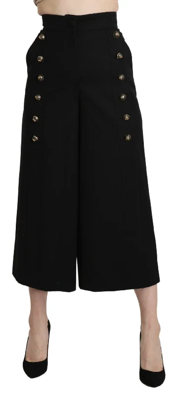 Dolce & Gabbana Elegant High Waist Wide Leg Virgin Wool Women's Trousers