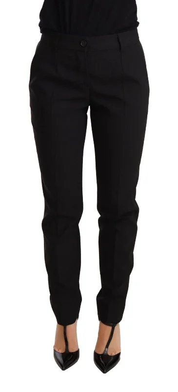 Dolce & Gabbana Elegant Tape Virgin Wool Women's Trousers