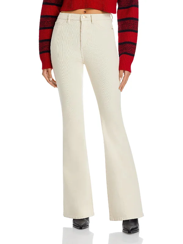 Rachel Womens Corduroy High-Rise Flared Pants