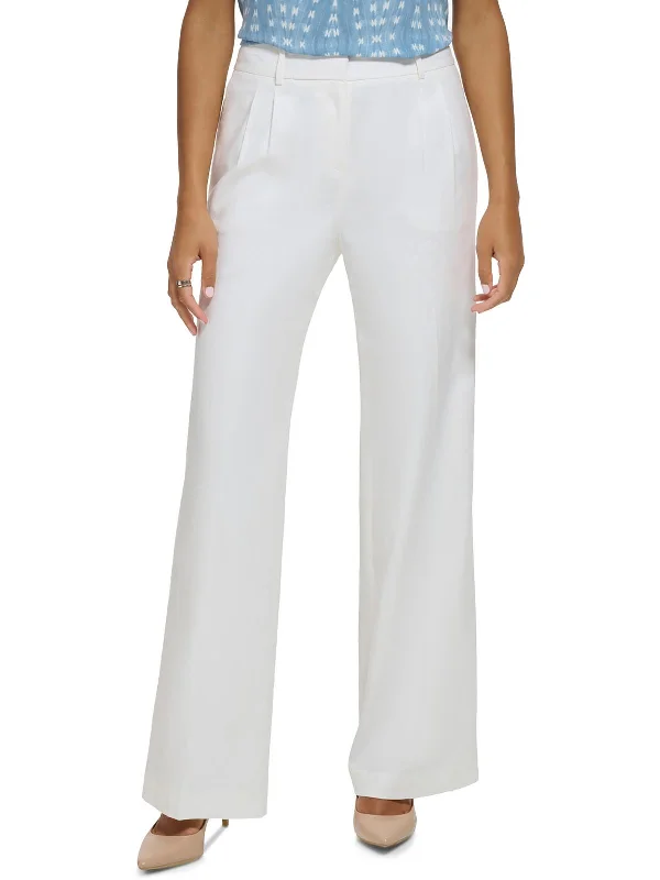 Womens Linen High Rise Wide Leg Pants