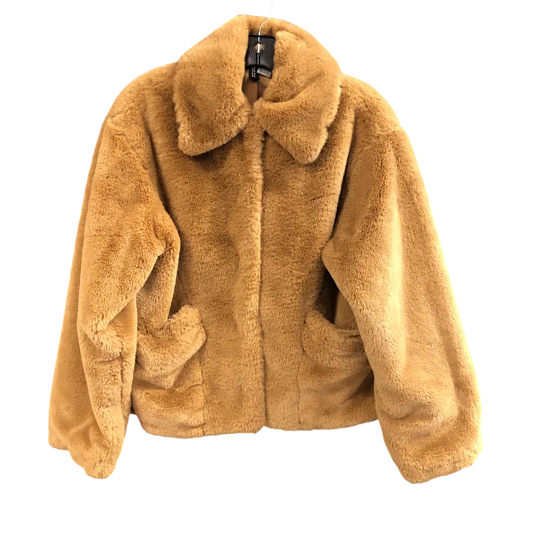 Jacket Faux Fur & Sherpa By Divided In Brown, Size: Xs