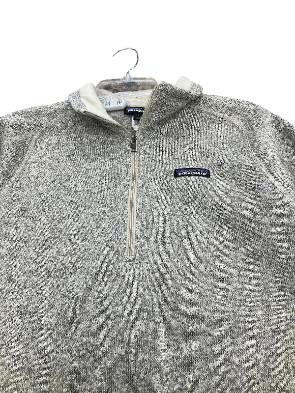 Jacket Fleece By Patagonia In Grey & Tan, Size: L