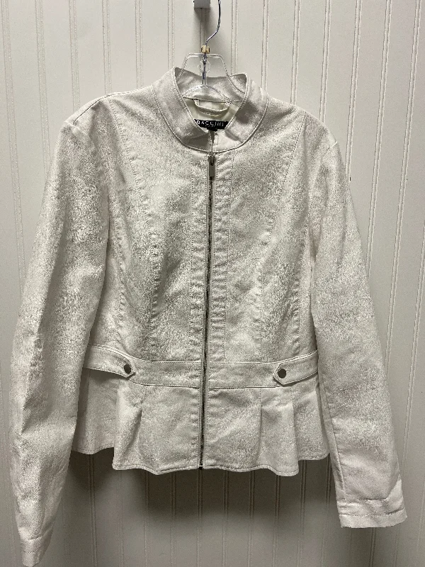 Jacket Moto By Baccini In White, Size: L