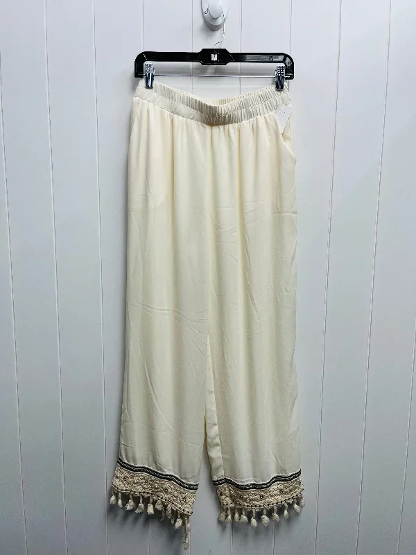 Pants Wide Leg By luxe moda - In Cream, Size: M