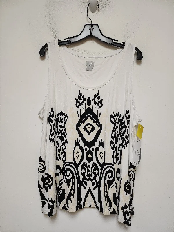 Top Sleeveless By Chicos In Black & White, Size: Xxl