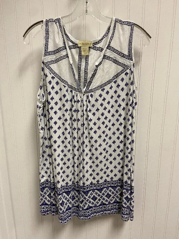 Top Sleeveless By Cynthia Rowley In Blue & White, Size: 2x