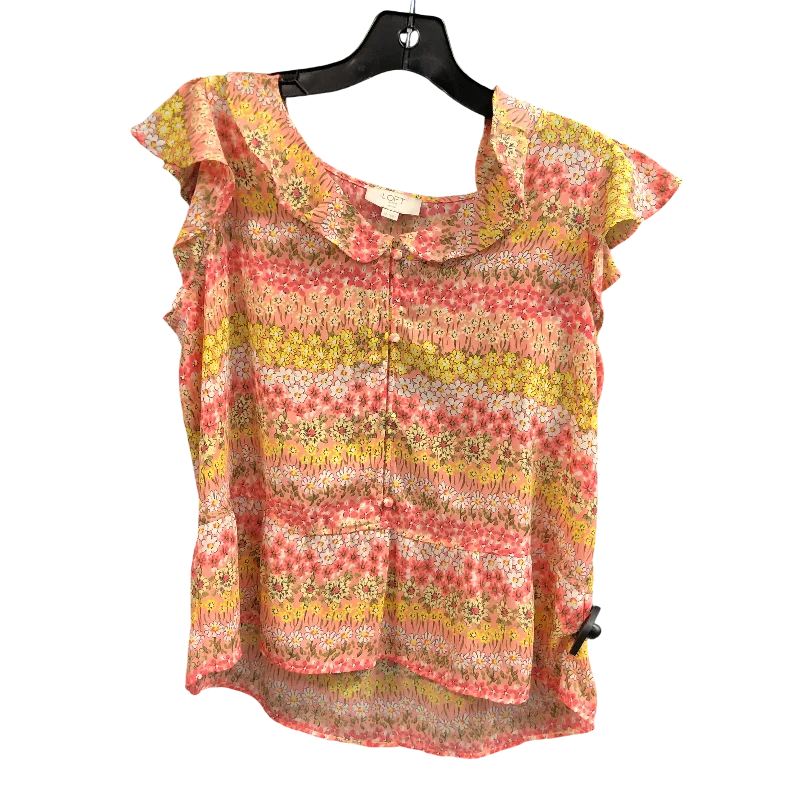 Top Sleeveless By Loft In Pink & Yellow, Size: S