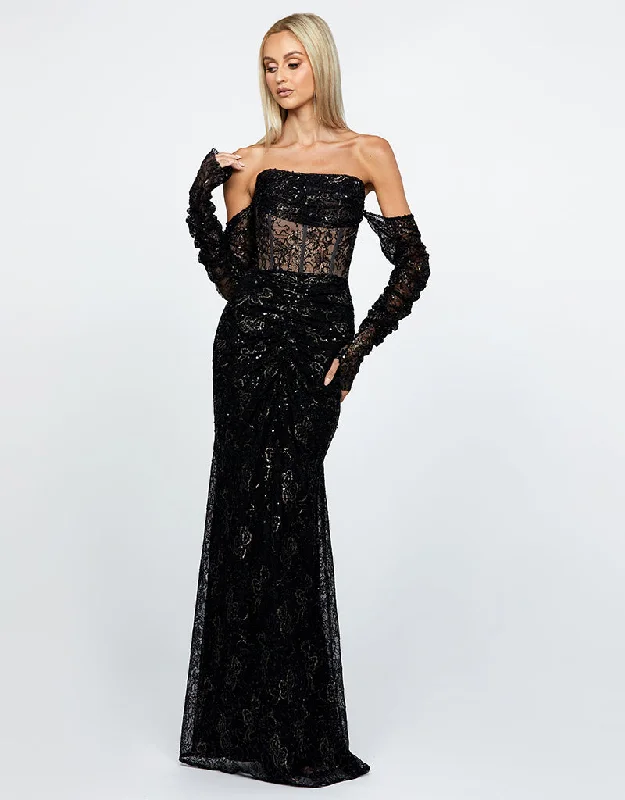 JESSA SHEER RUCHED GOWN B67D28L