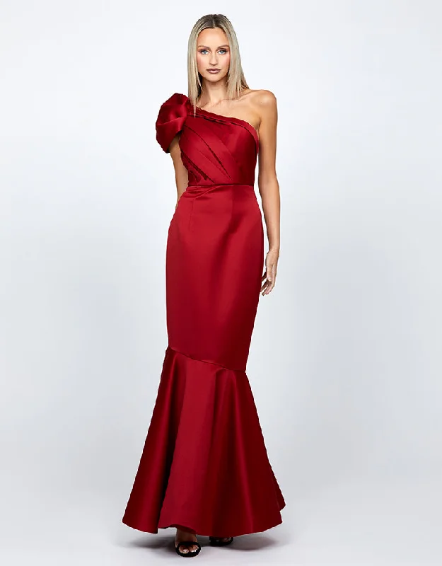 JUDDY ONE SHOULDER RUCHED GOWN B67D31L