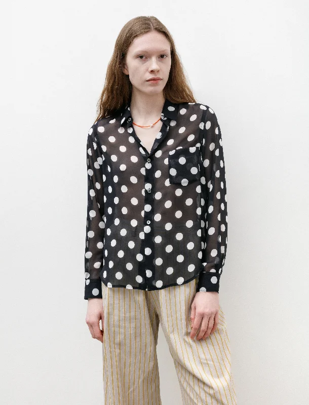 Big Dot Sheer Blouse Navy/White