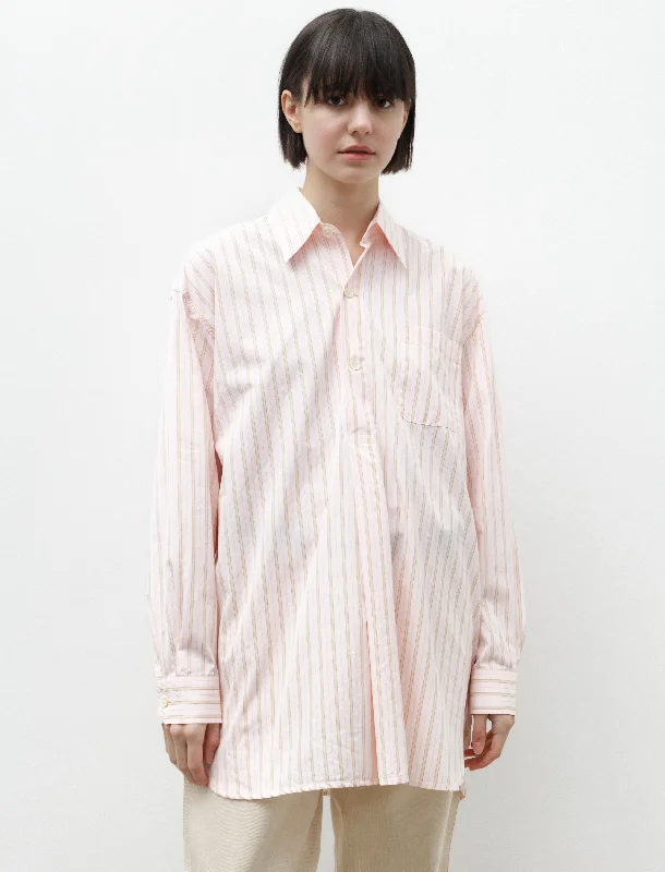 Popover Shirt Pink Business Stripe