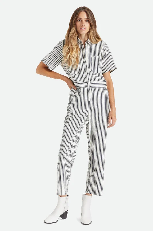 Mersey S/S Coverall - Dove Stripe